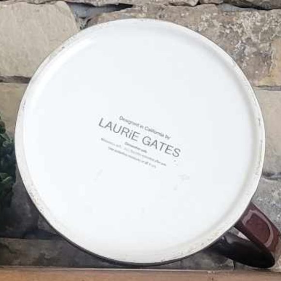 Vintage Laurie Gates Ceramic Chocolate Brown Pitcher With Flowers - Picture 4 of 4